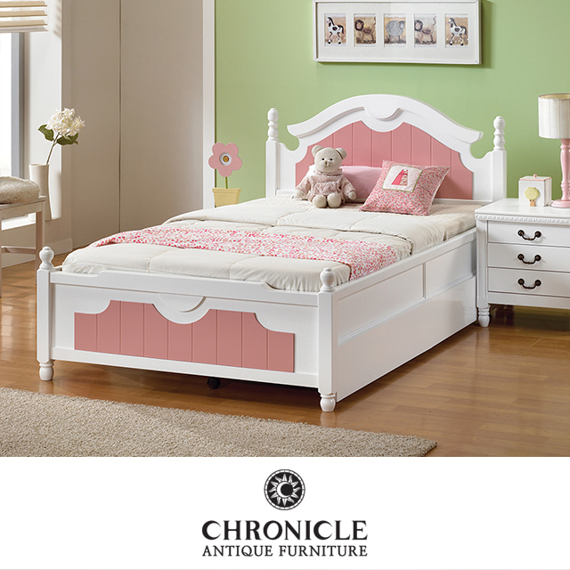 크로니클 엔틱 침대 수입 핑크 학생 아이방 서랍 슈퍼싱글 침대